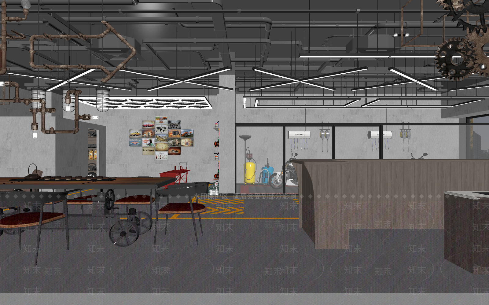 工业风咖啡厅3D模型下载【ID:1214360621】