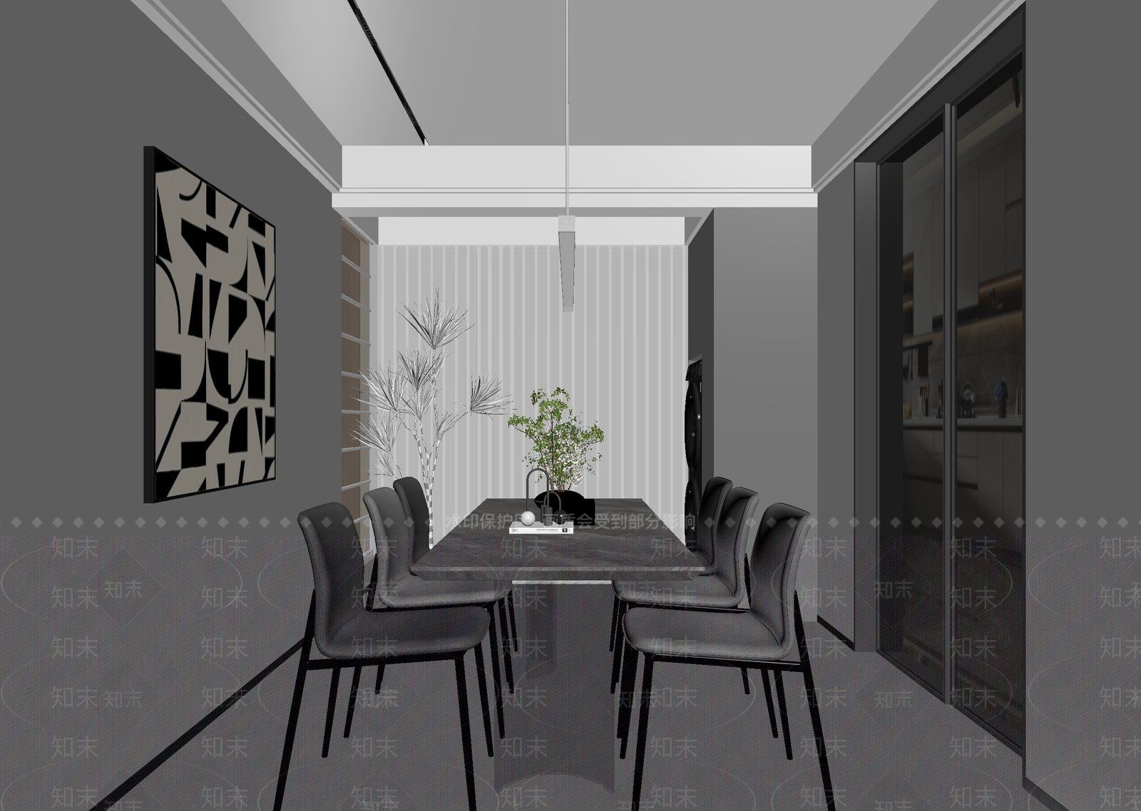 现代家居餐厅3D模型下载【ID:1215059409】
