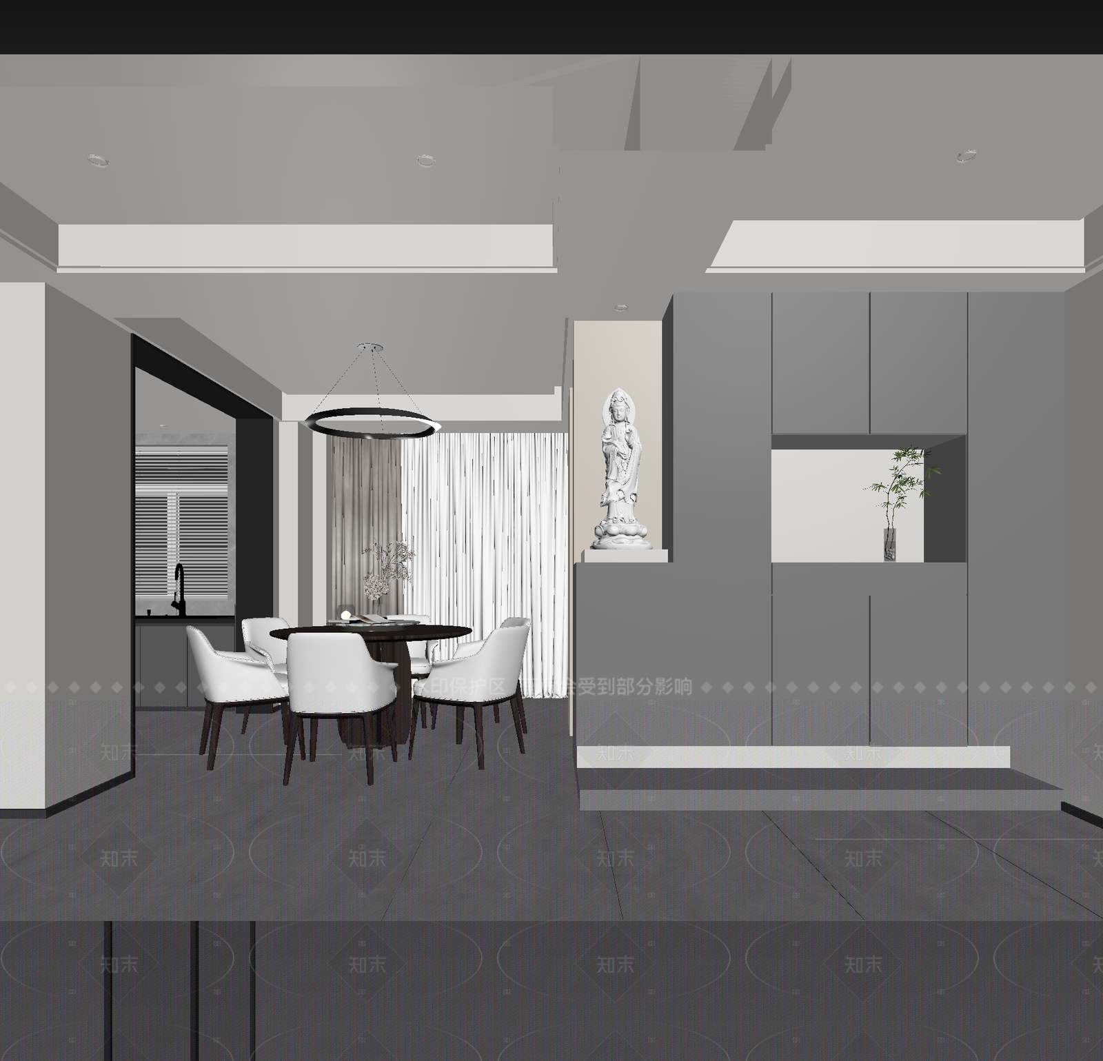 现代家居餐厅3D模型下载【ID:1214980569】