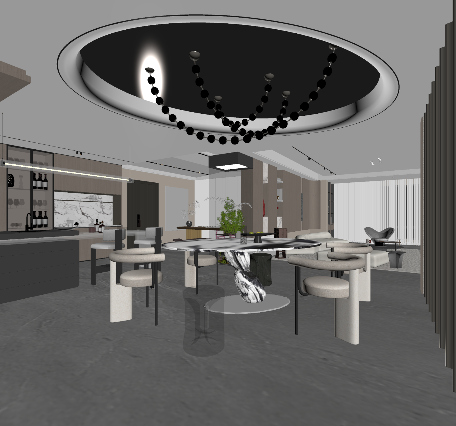 现代客餐厅3D模型下载【ID:1221517125】