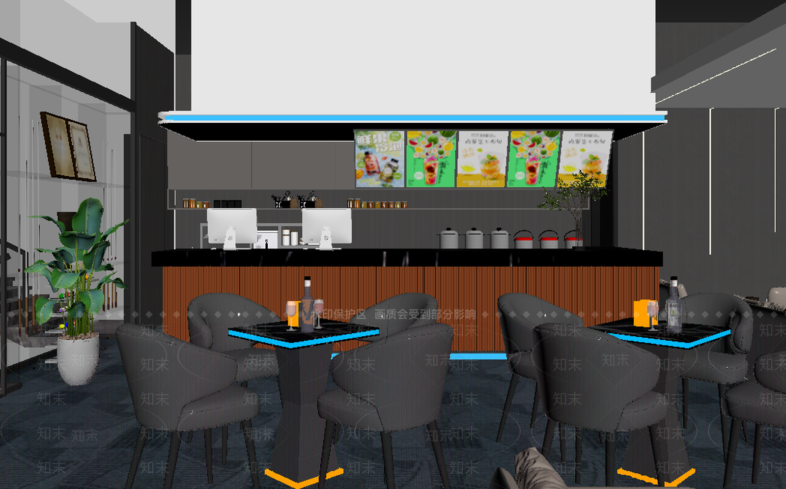 现代奶茶店3D模型下载【ID:1213879847】