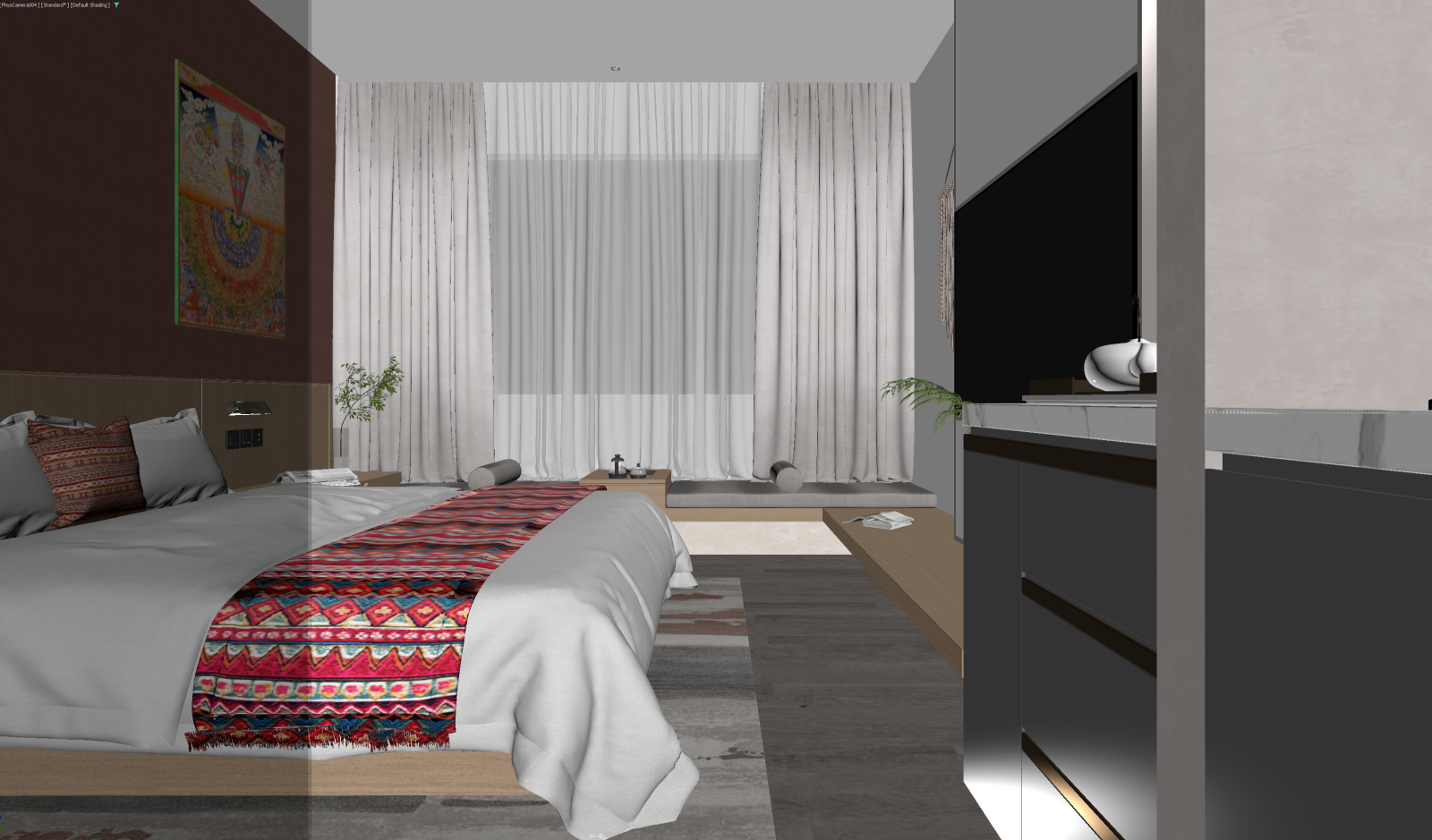 现代家居卧室3D模型下载【ID:1221593431】