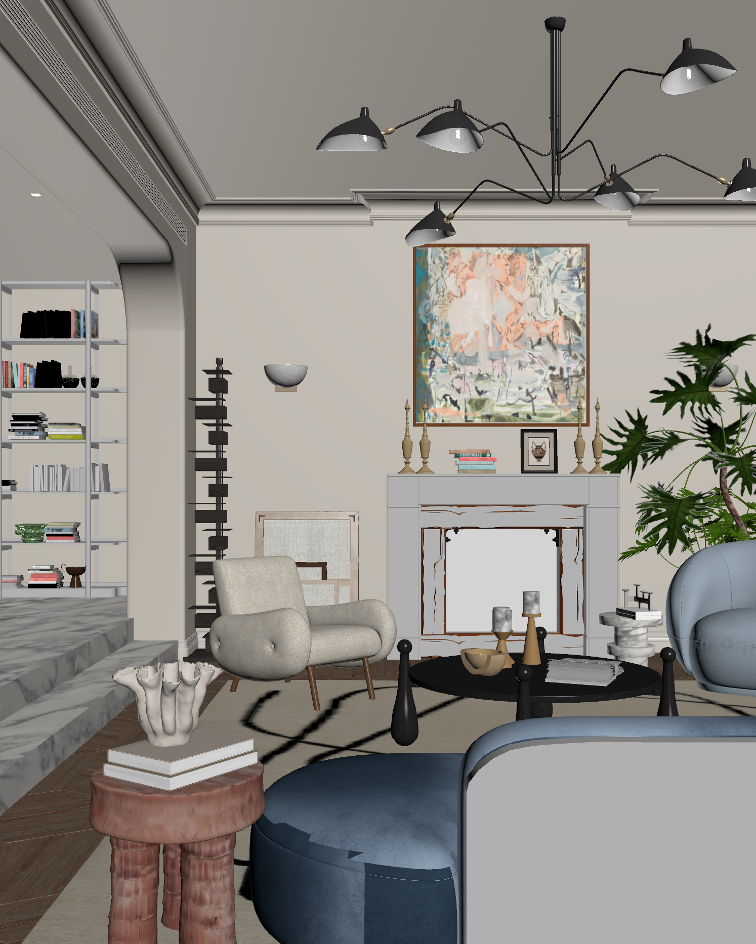 美式家居客厅3D模型下载【ID:1221991578】
