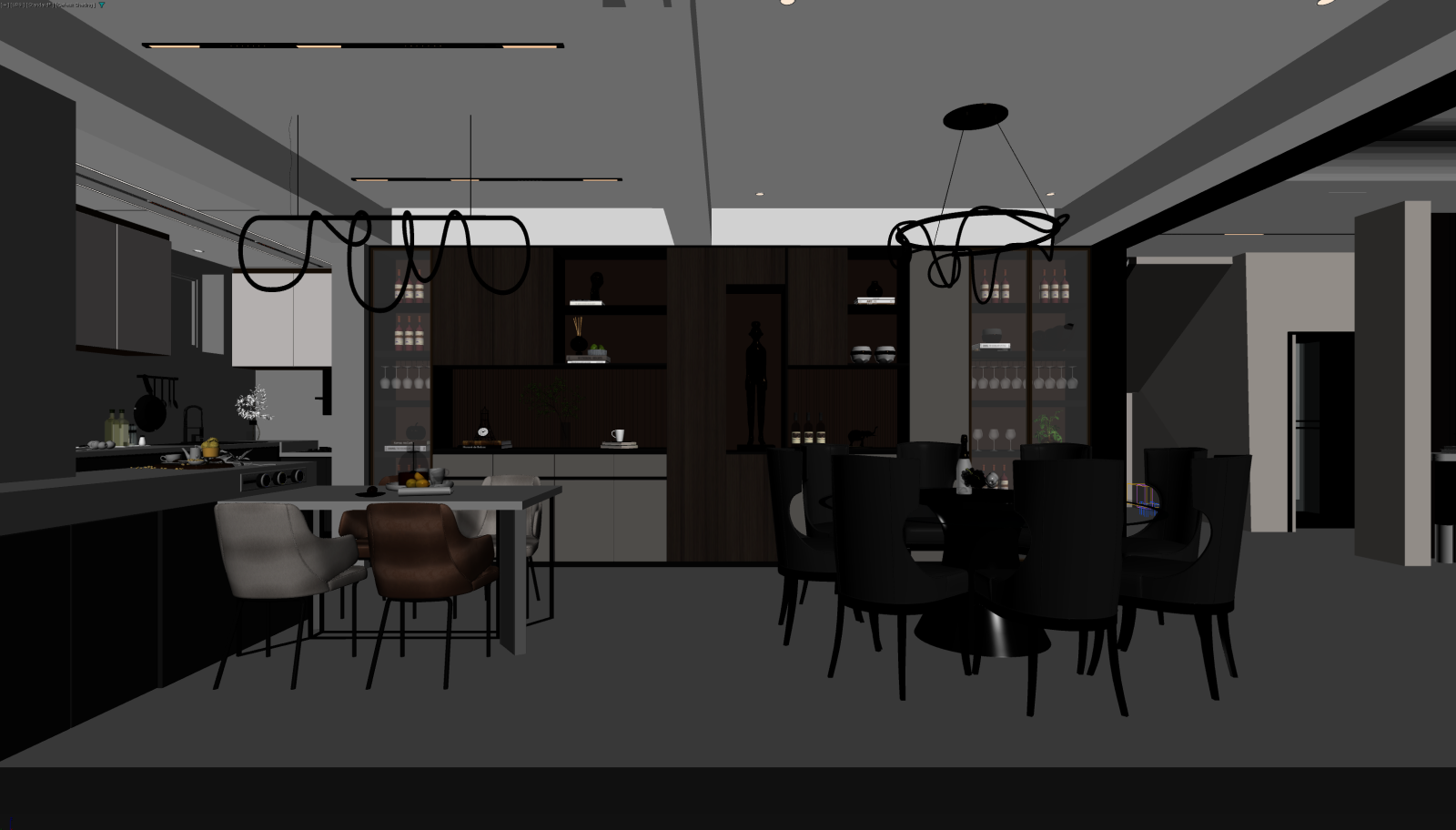 现代客餐厅3D模型下载【ID:1221669407】