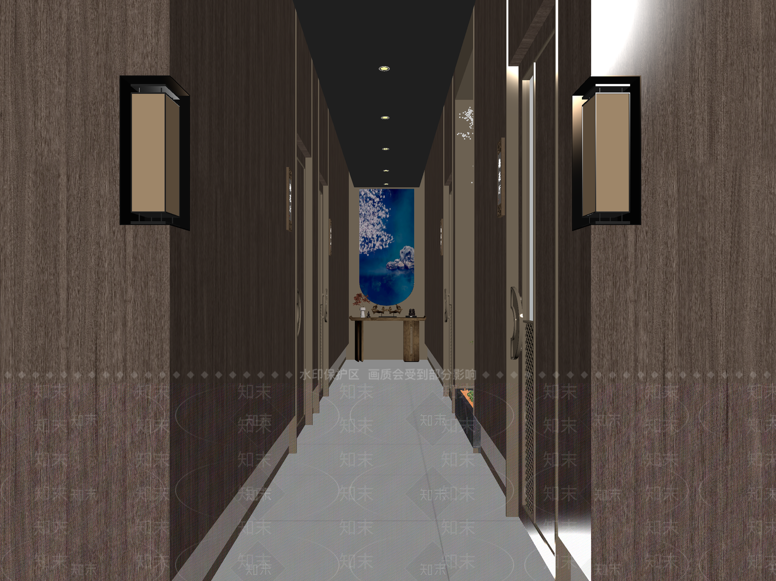 新中式酒店走廊3D模型下载【ID:1215143940】