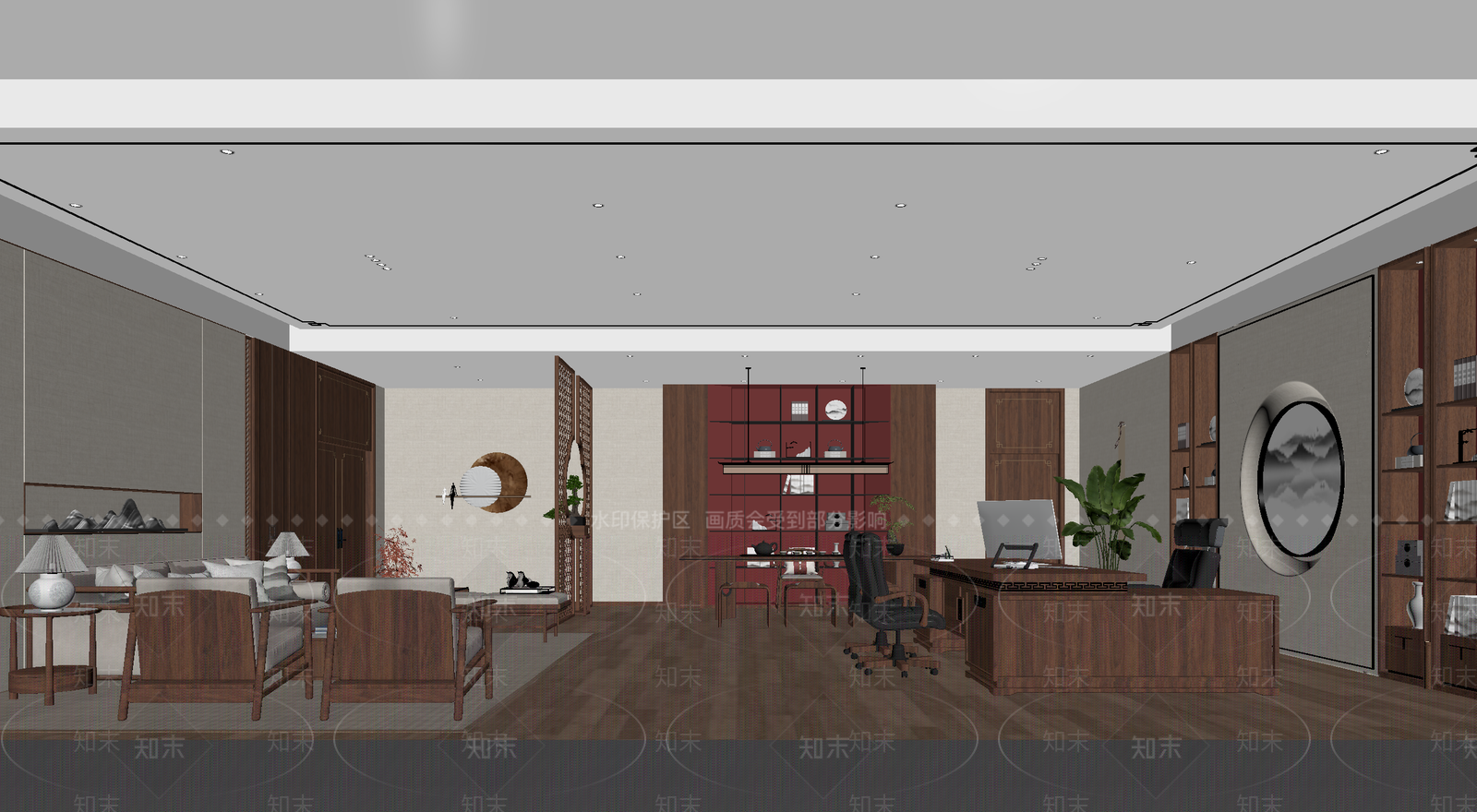 新中式办公室3D模型下载【ID:1214715692】