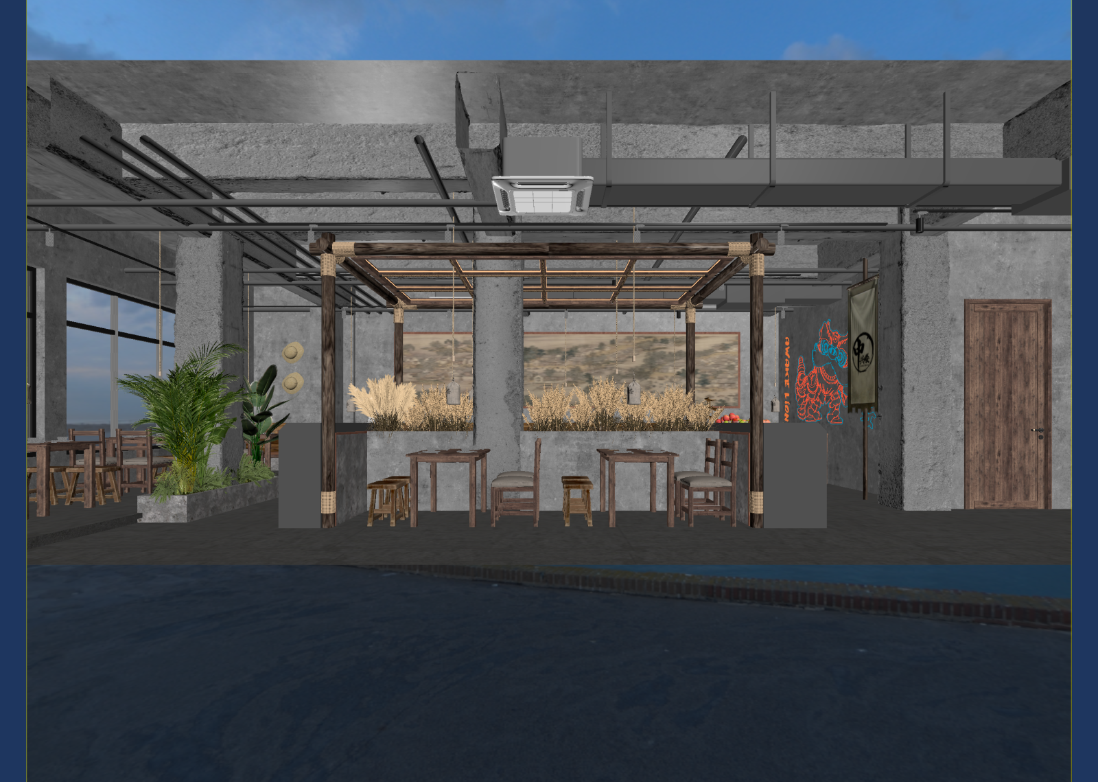 工业风中餐厅3D模型下载【ID:1221704744】