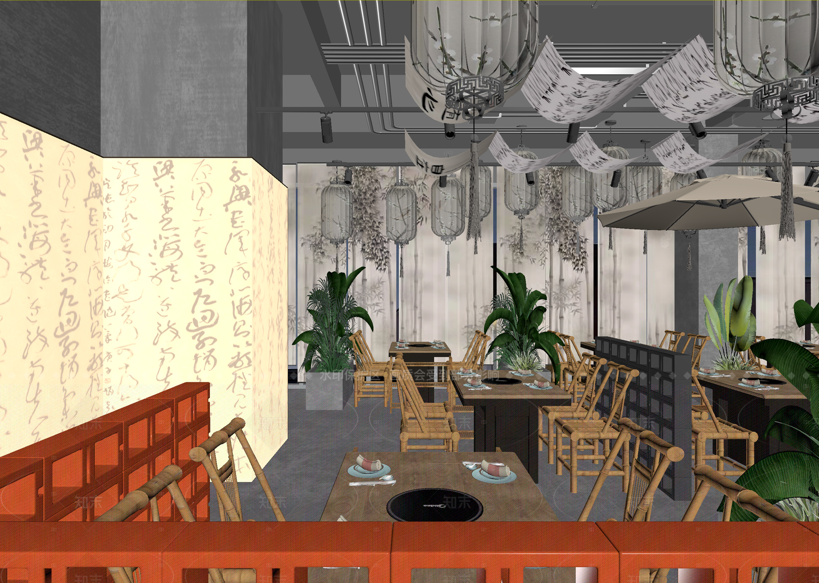 新中式火锅店3D模型下载【ID:1214571259】