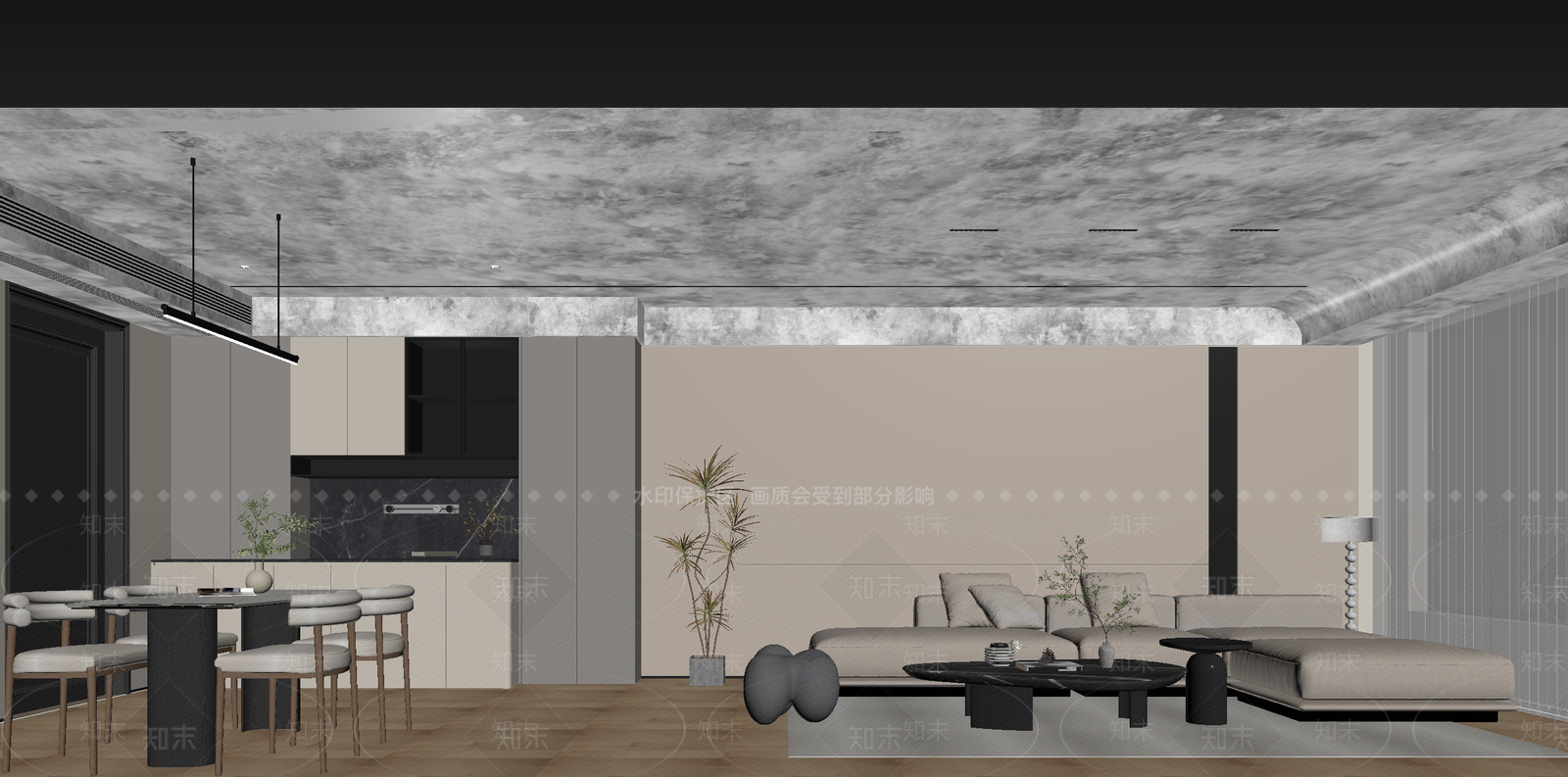现代客餐厅3D模型下载【ID:1215059953】
