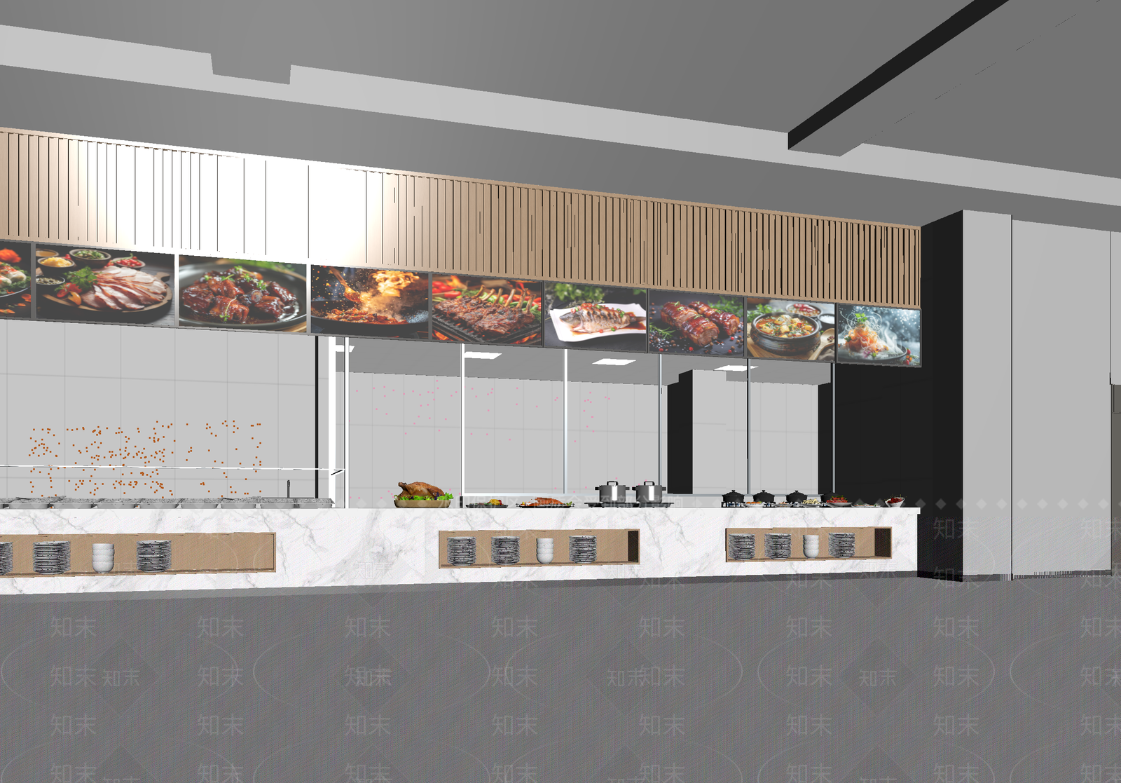 现代自助餐厅3D模型下载【ID:1215049403】