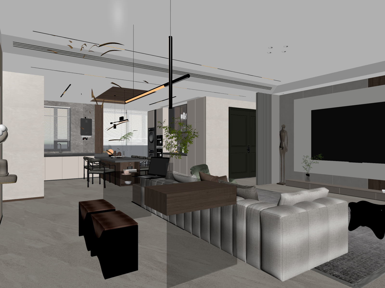 现代客餐厅3D模型下载【ID:1221510260】