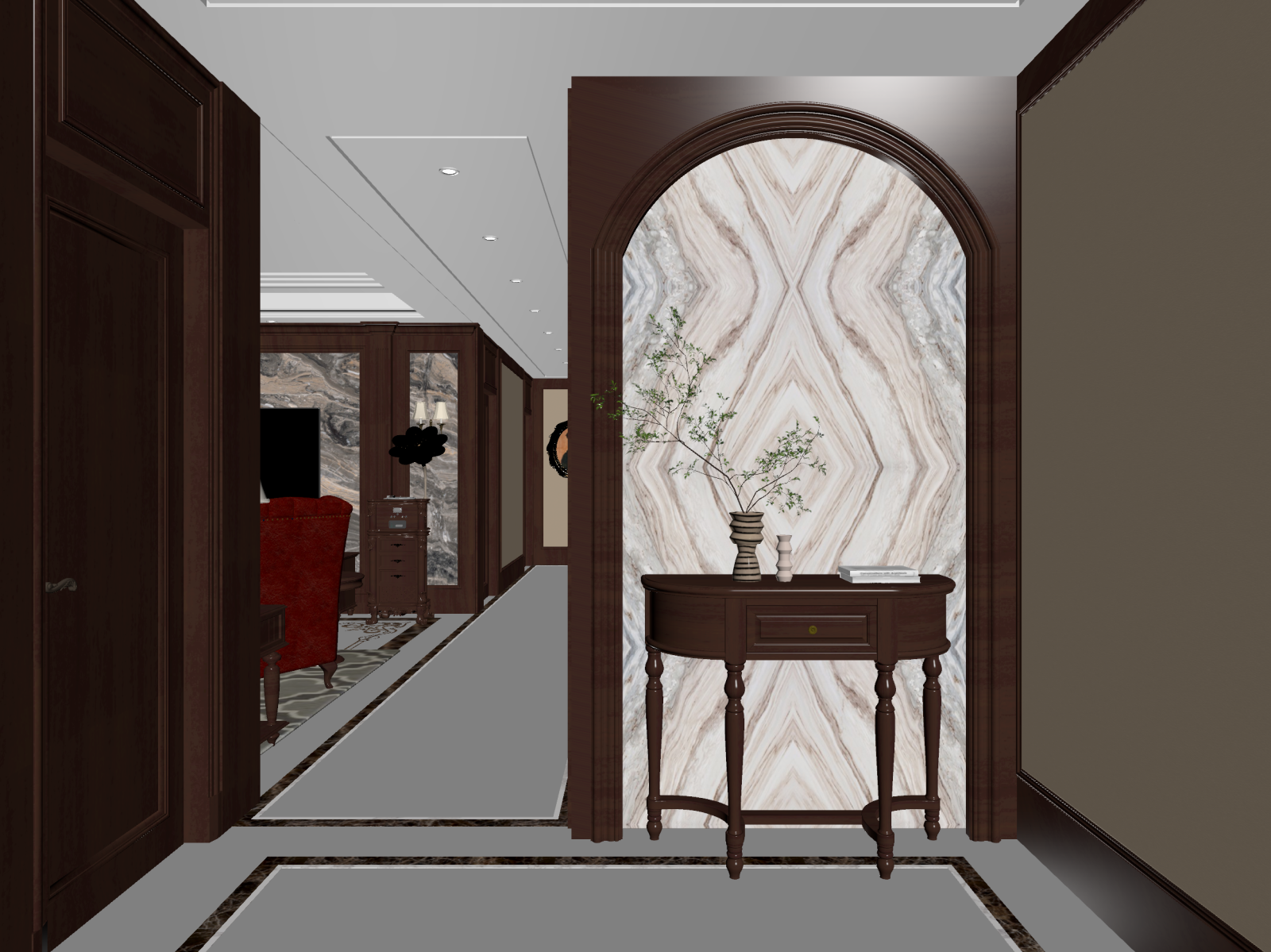 美式玄关3D模型下载【ID:1222250805】