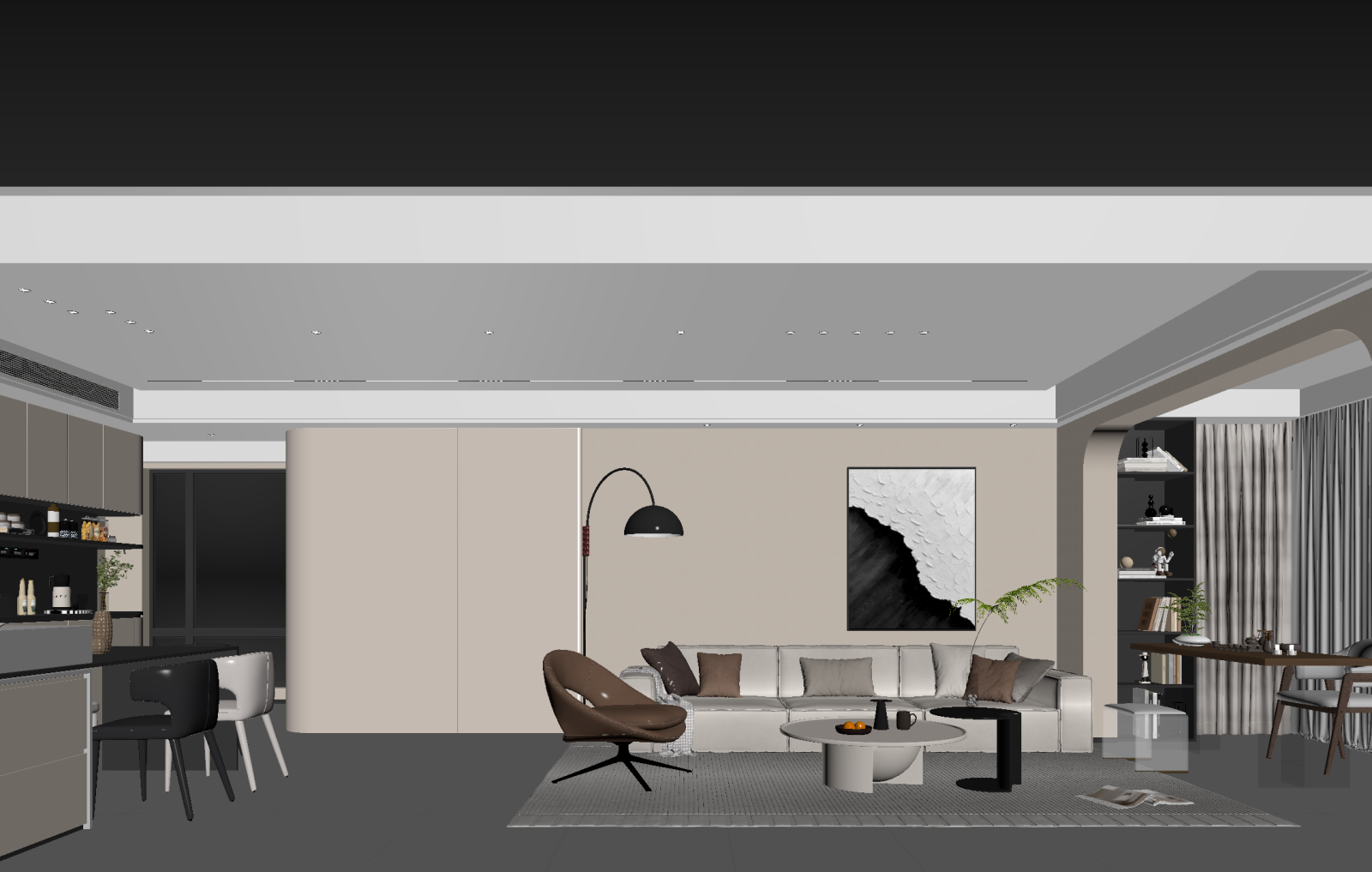 现代客餐厅3D模型下载【ID:1221506237】