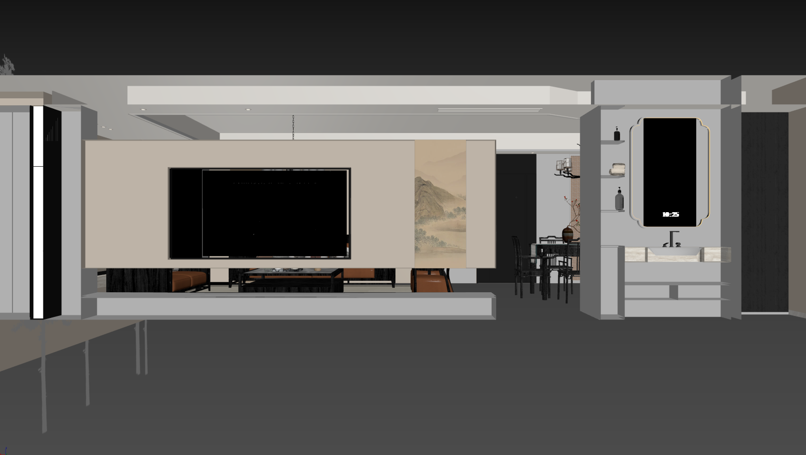 新中式客餐厅3D模型下载【ID:1221978208】