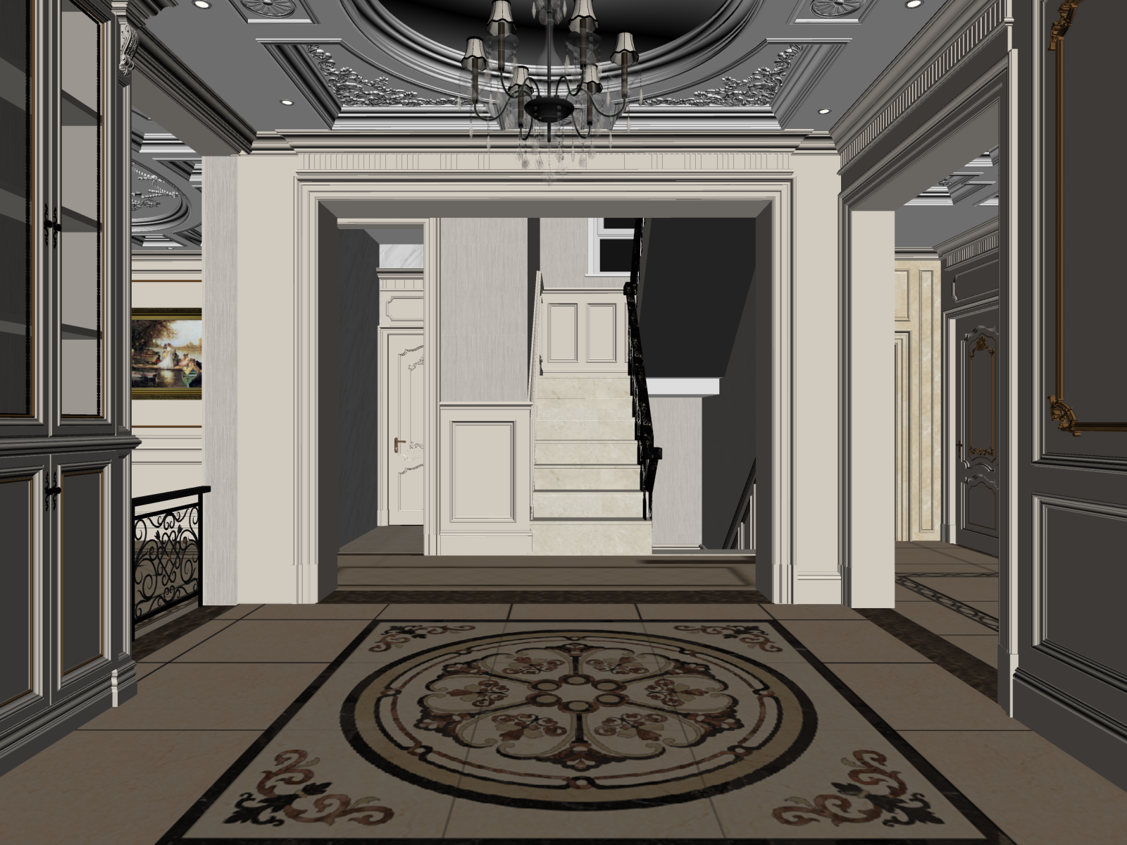 欧式古典玄关3D模型下载【ID:1221952674】