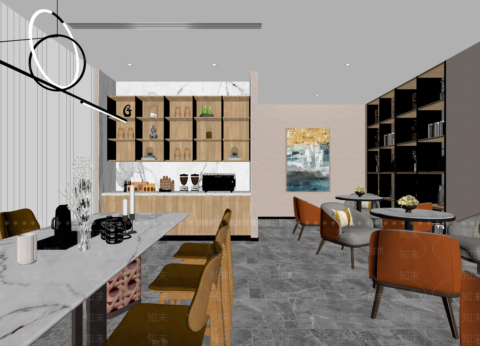 现代咖啡厅3D模型下载【ID:1214016482】