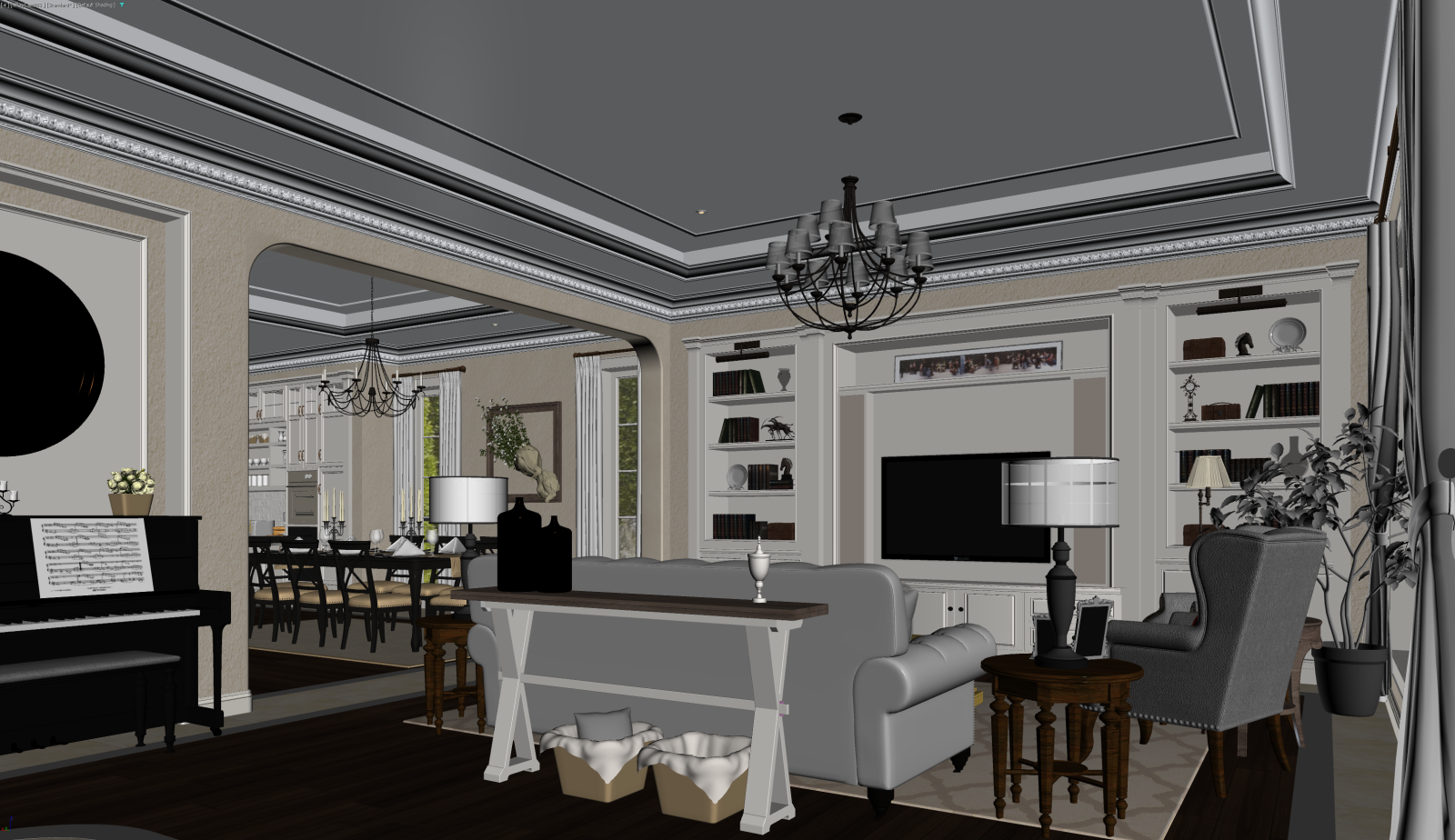 美式客餐厅3D模型下载【ID:1221850522】