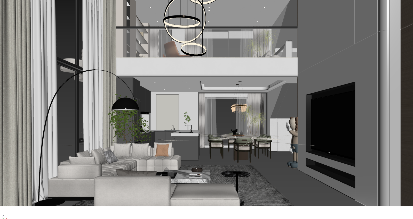 现代挑空客厅3D模型下载【ID:1221952723】
