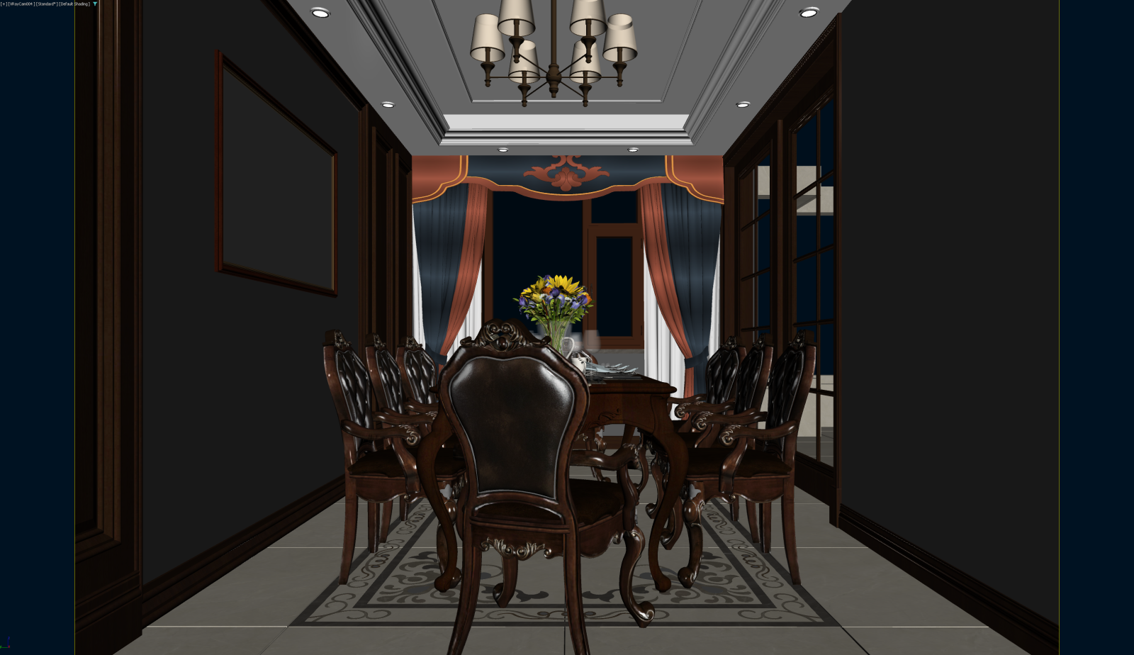 美式家居餐厅3D模型下载【ID:1221473142】