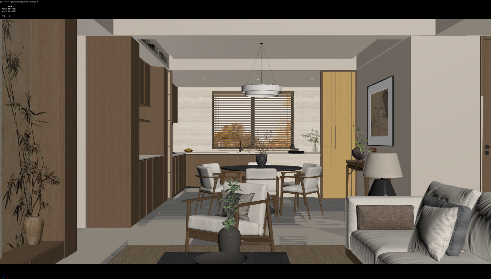 新中式客餐厅3D模型下载【ID:1221978437】
