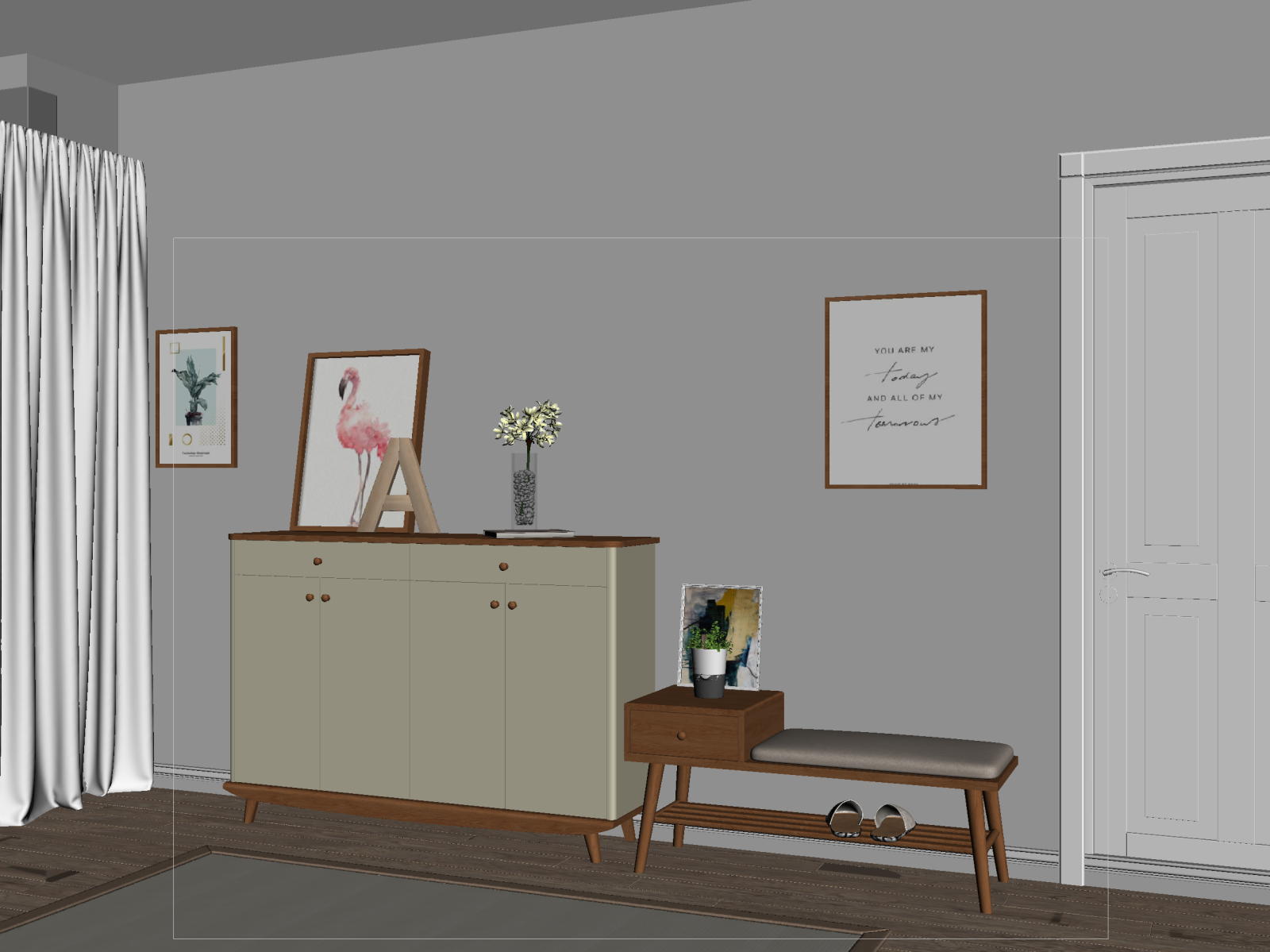 北欧玄关柜3D模型下载【ID:1222105010】