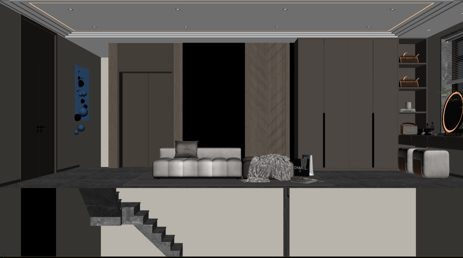 现代挑空客厅3D模型下载【ID:1221639913】