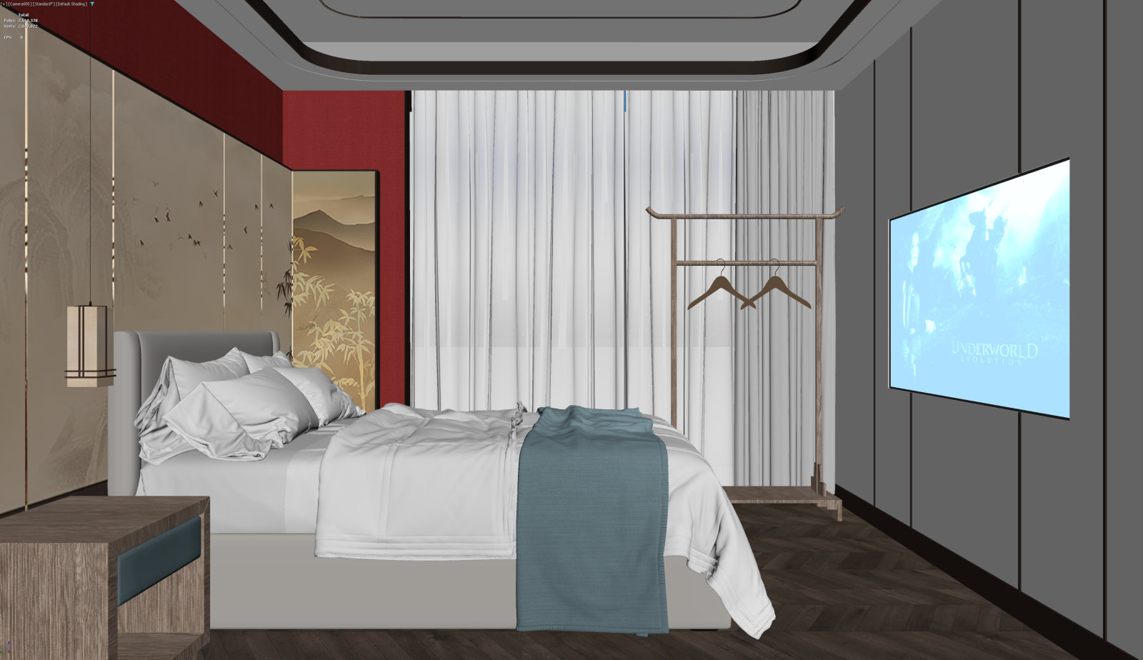 新中式家居卧室3D模型下载【ID:1222003600】