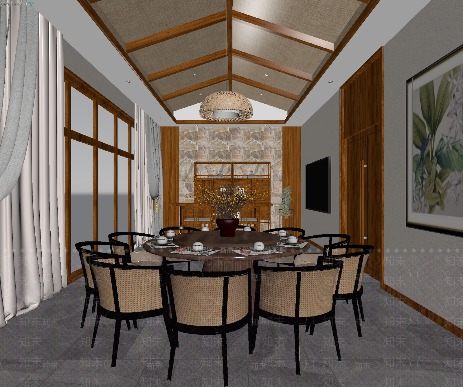东南亚茶馆3D模型下载【ID:1213968895】