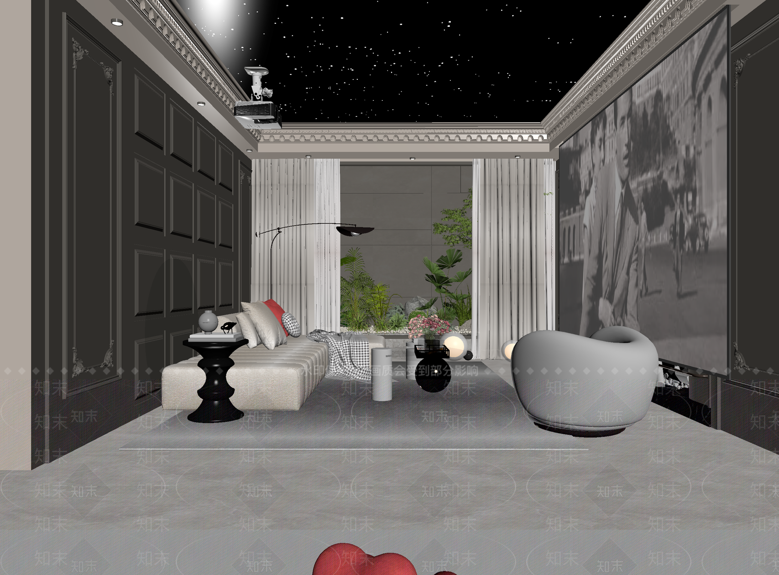 法式影音室3D模型下载【ID:1214232882】