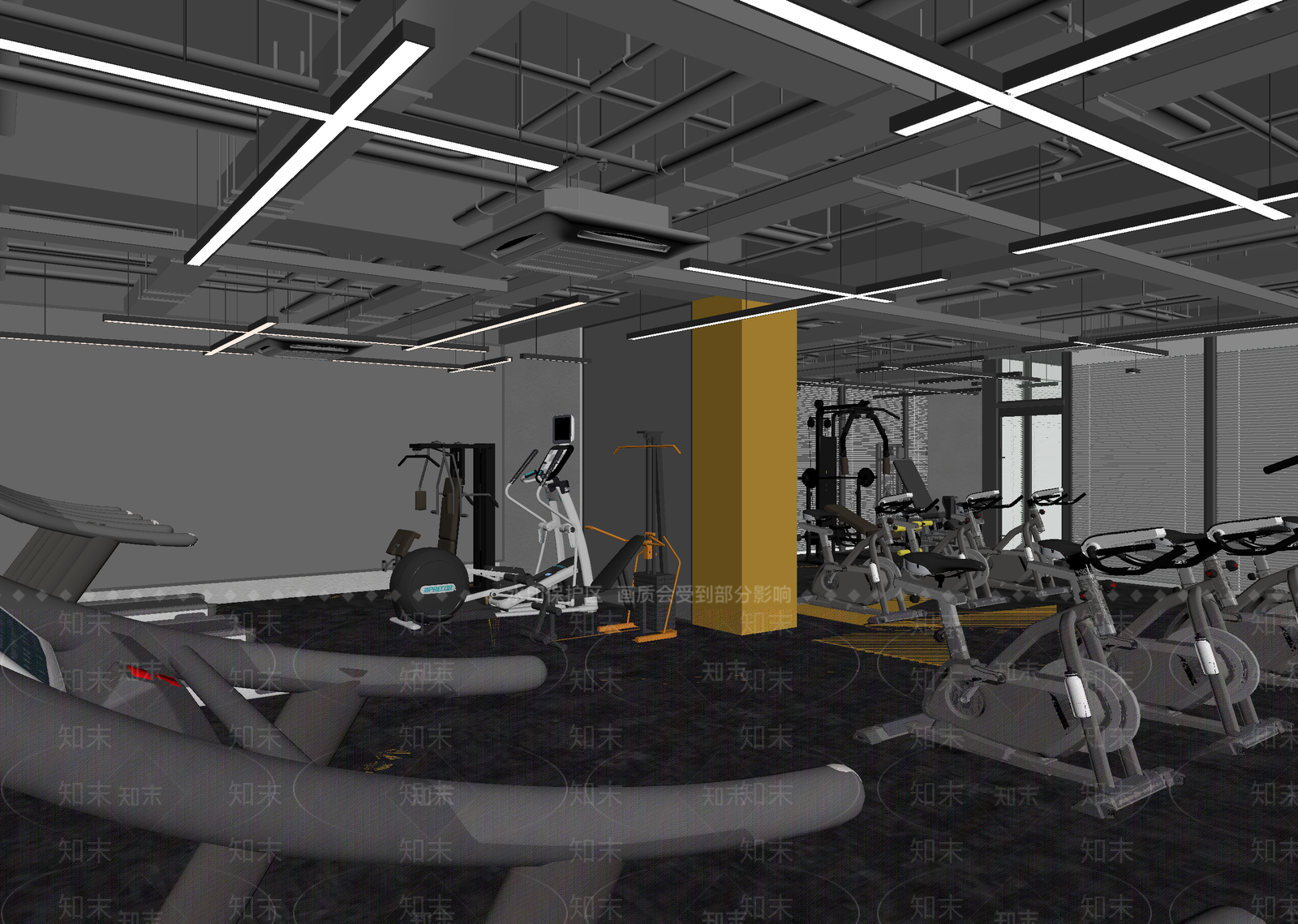 工业风健身房3D模型下载【ID:1214165435】