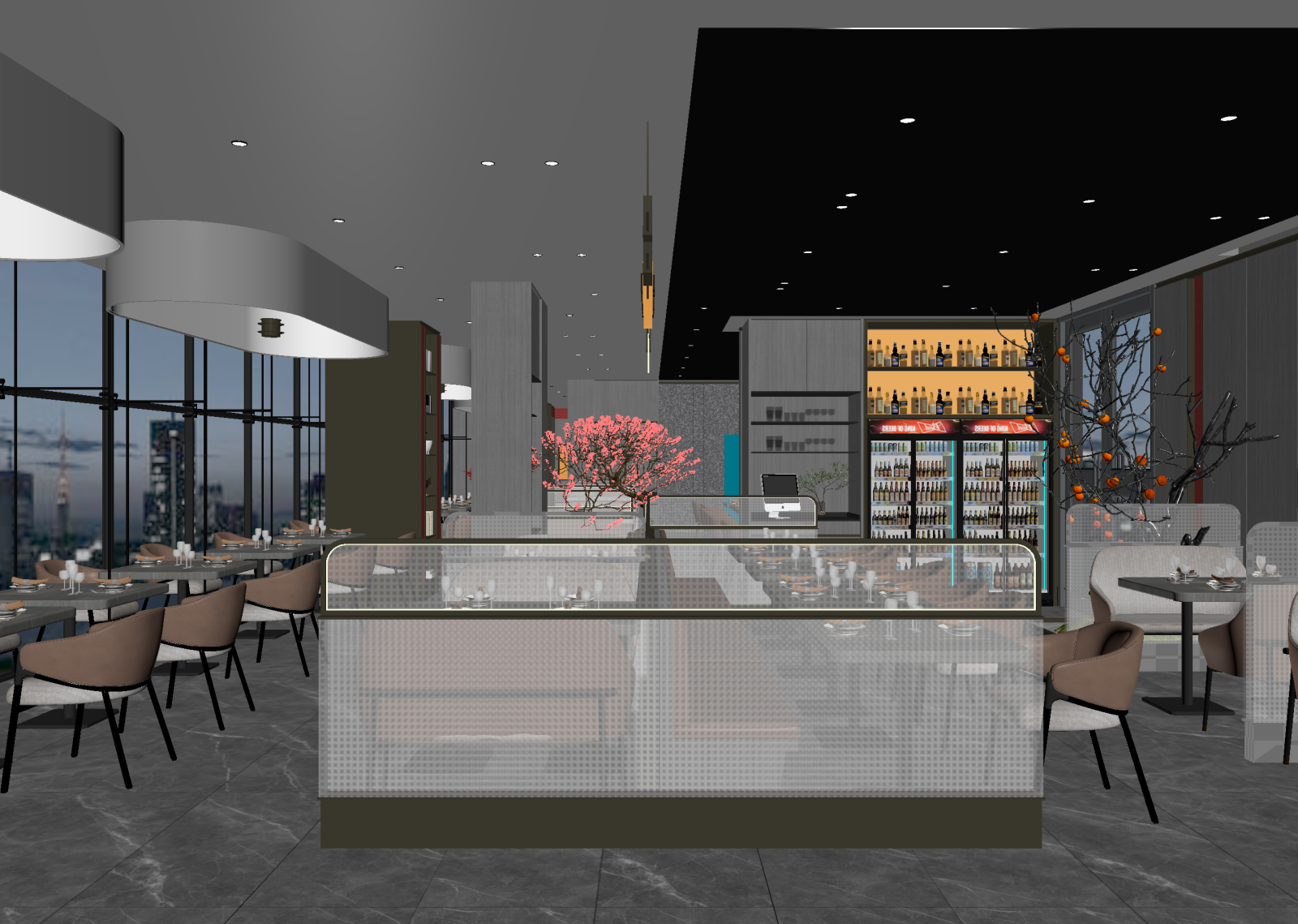 现代酒店餐厅3D模型下载【ID:1221489500】
