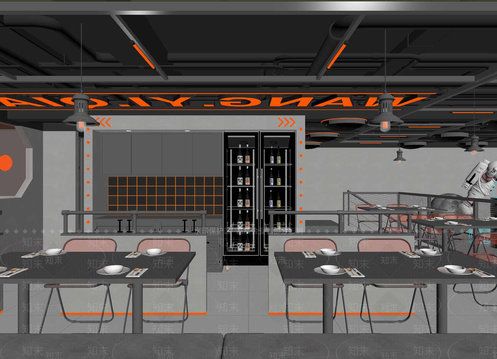 工业风西餐厅3D模型下载【ID:1214110814】
