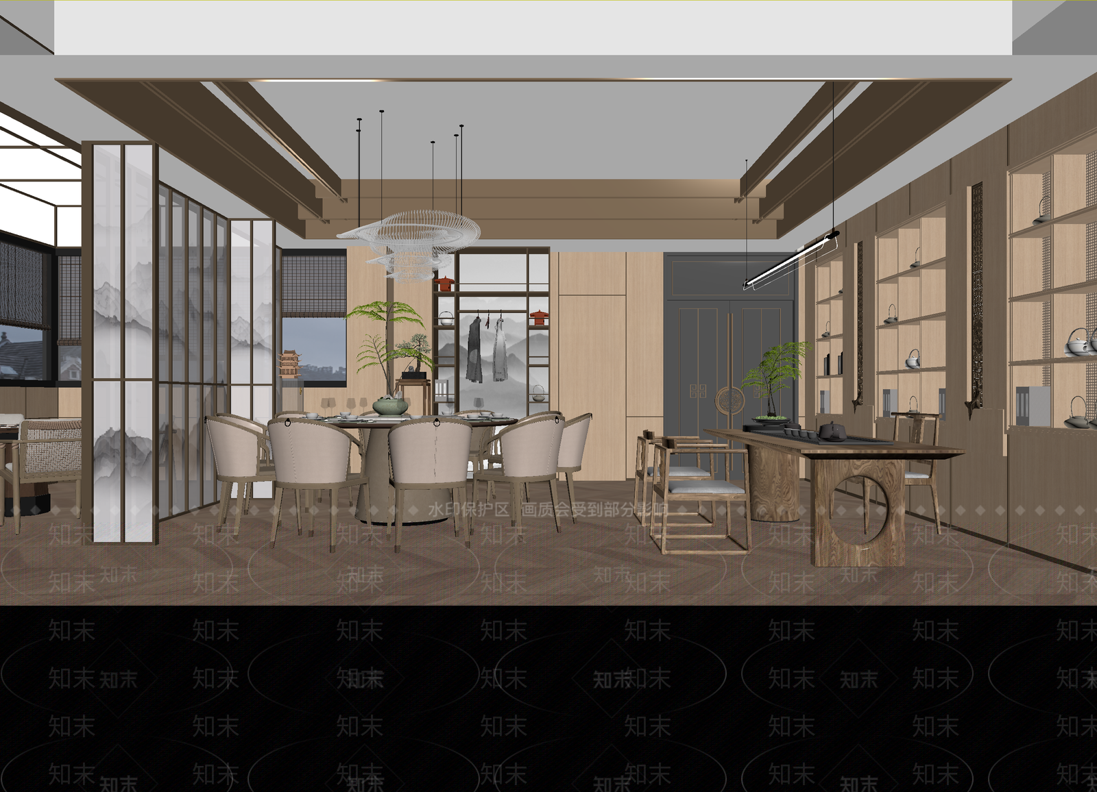新中式茶馆3D模型下载【ID:1214103304】