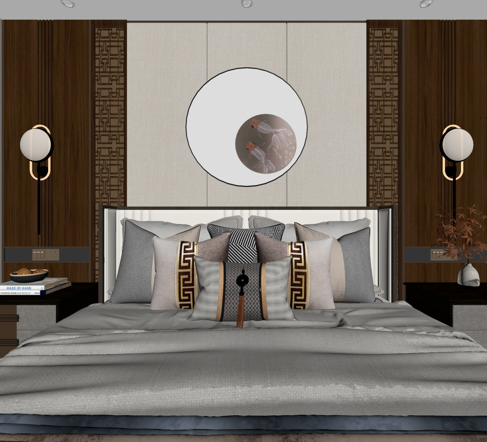新中式家居卧室3D模型下载【ID:1221735727】
