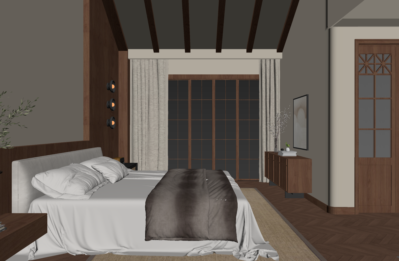 侘寂家居卧室3D模型下载【ID:1221951713】