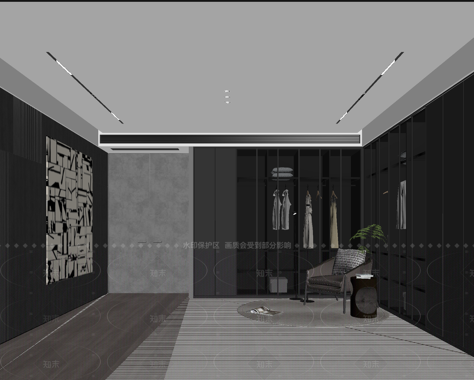 现代衣帽间3D模型下载【ID:1214567377】