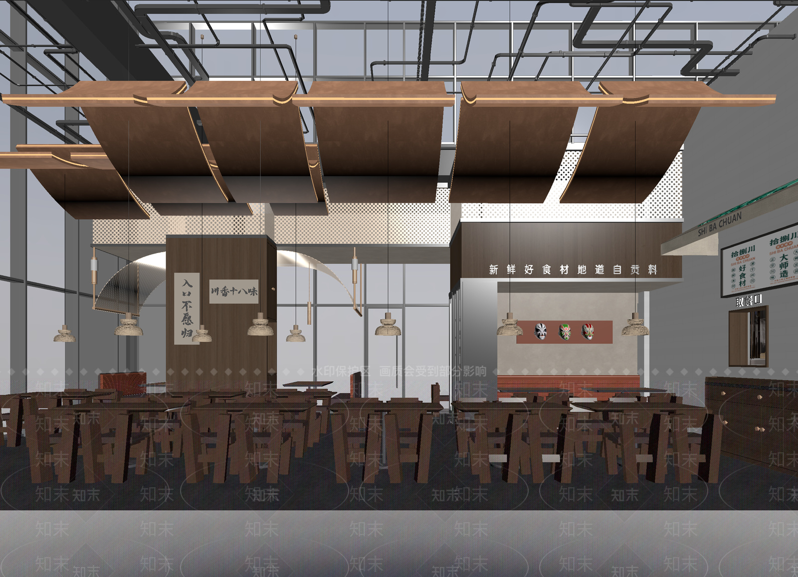 新中式火锅店3D模型下载【ID:1214127187】