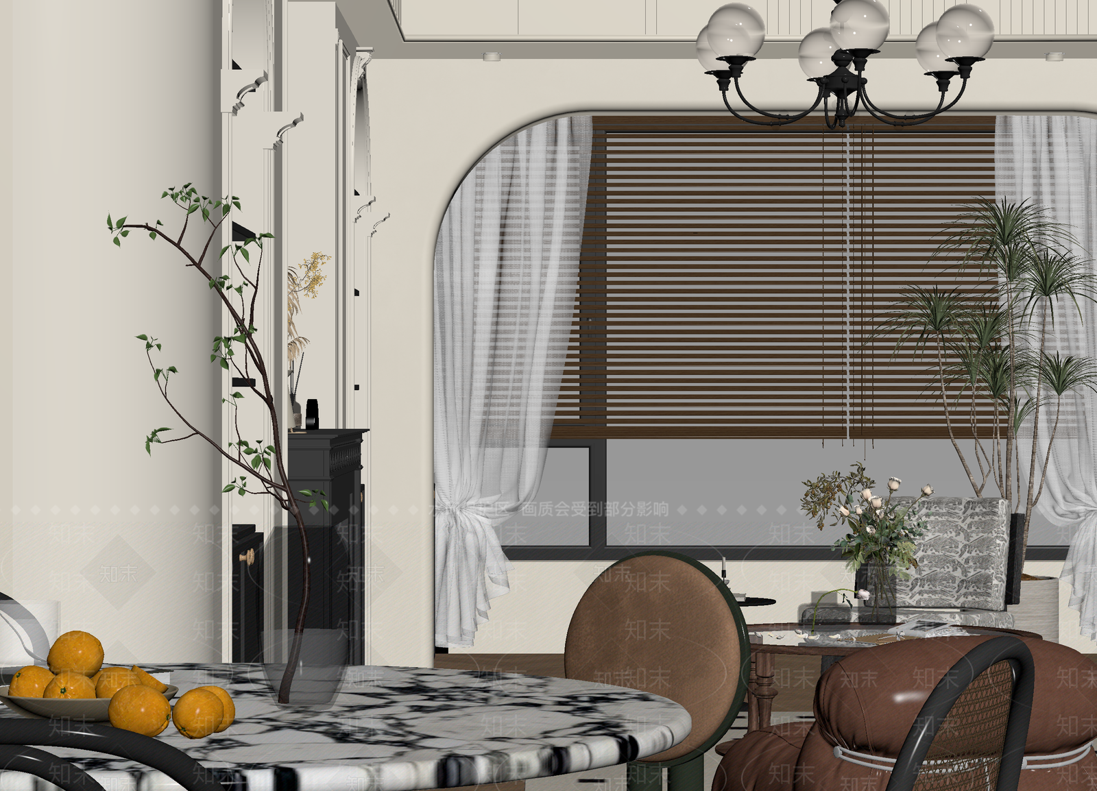 法式家居餐厅3D模型下载【ID:1214737806】