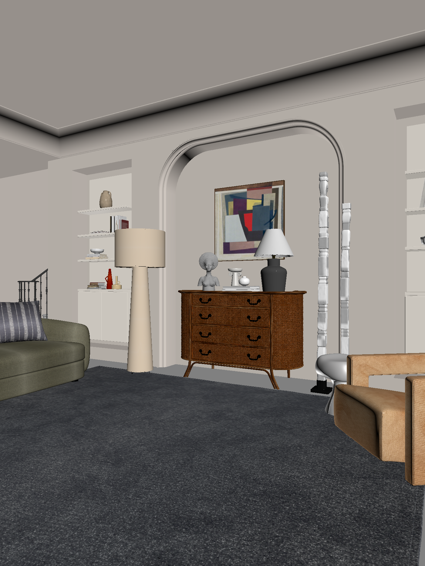 法式家居客厅3D模型下载【ID:1221669239】