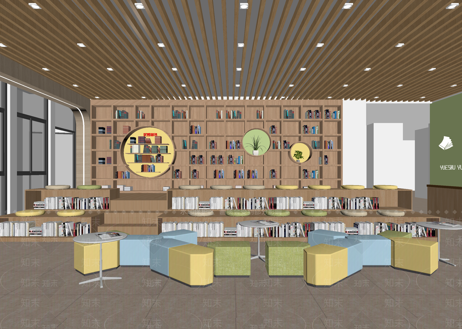 现代图书馆3D模型下载【ID:1214125438】