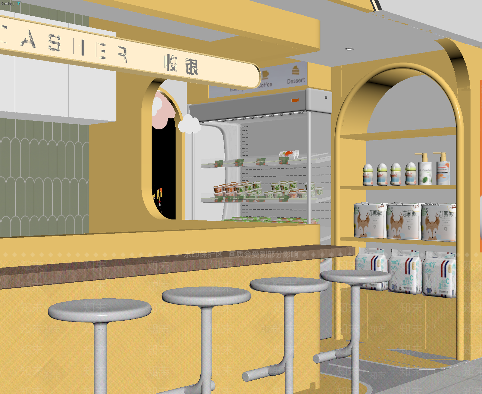 现代甜品面包店3D模型下载【ID:1213920273】