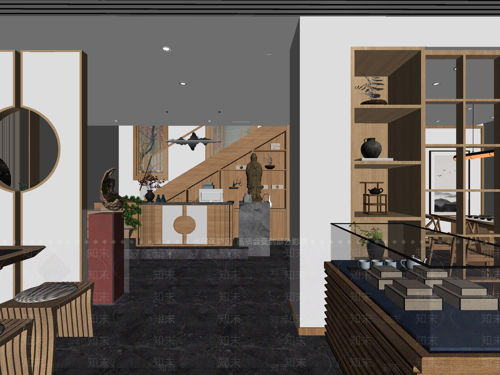 新中式售楼处3D模型下载【ID:1214015087】