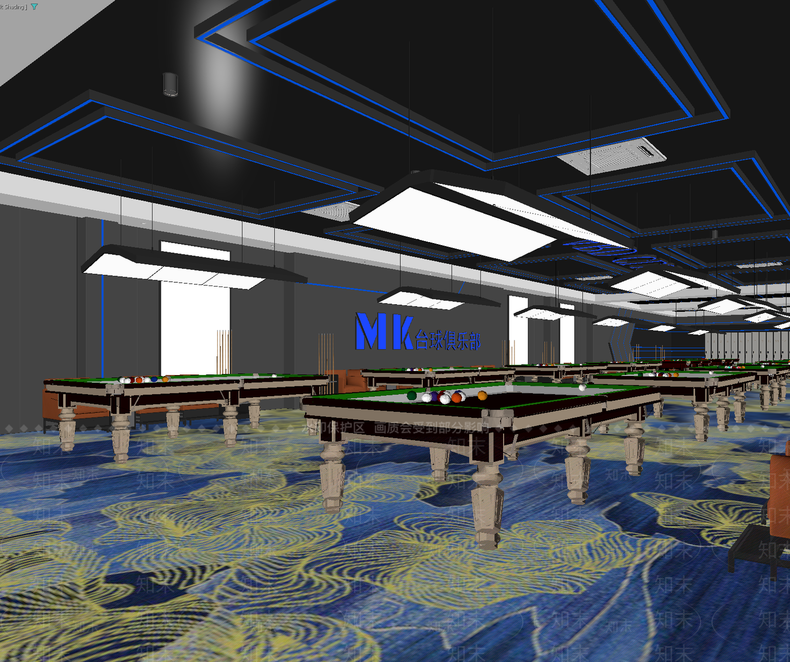 现代台球室3D模型下载【ID:1213897622】
