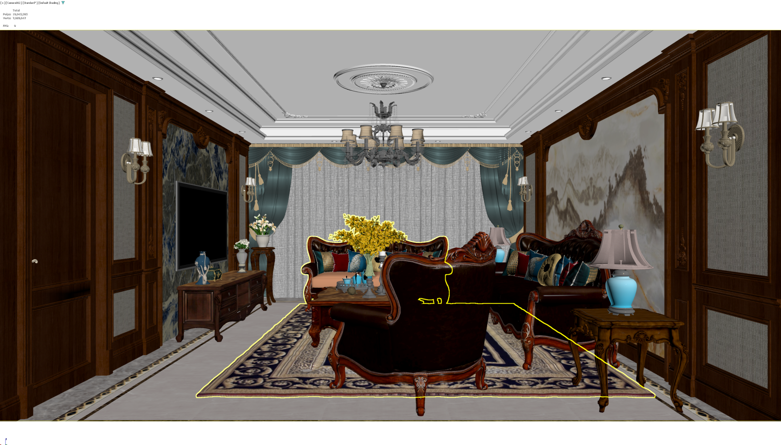 美式家居客厅3D模型下载【ID:1221488659】