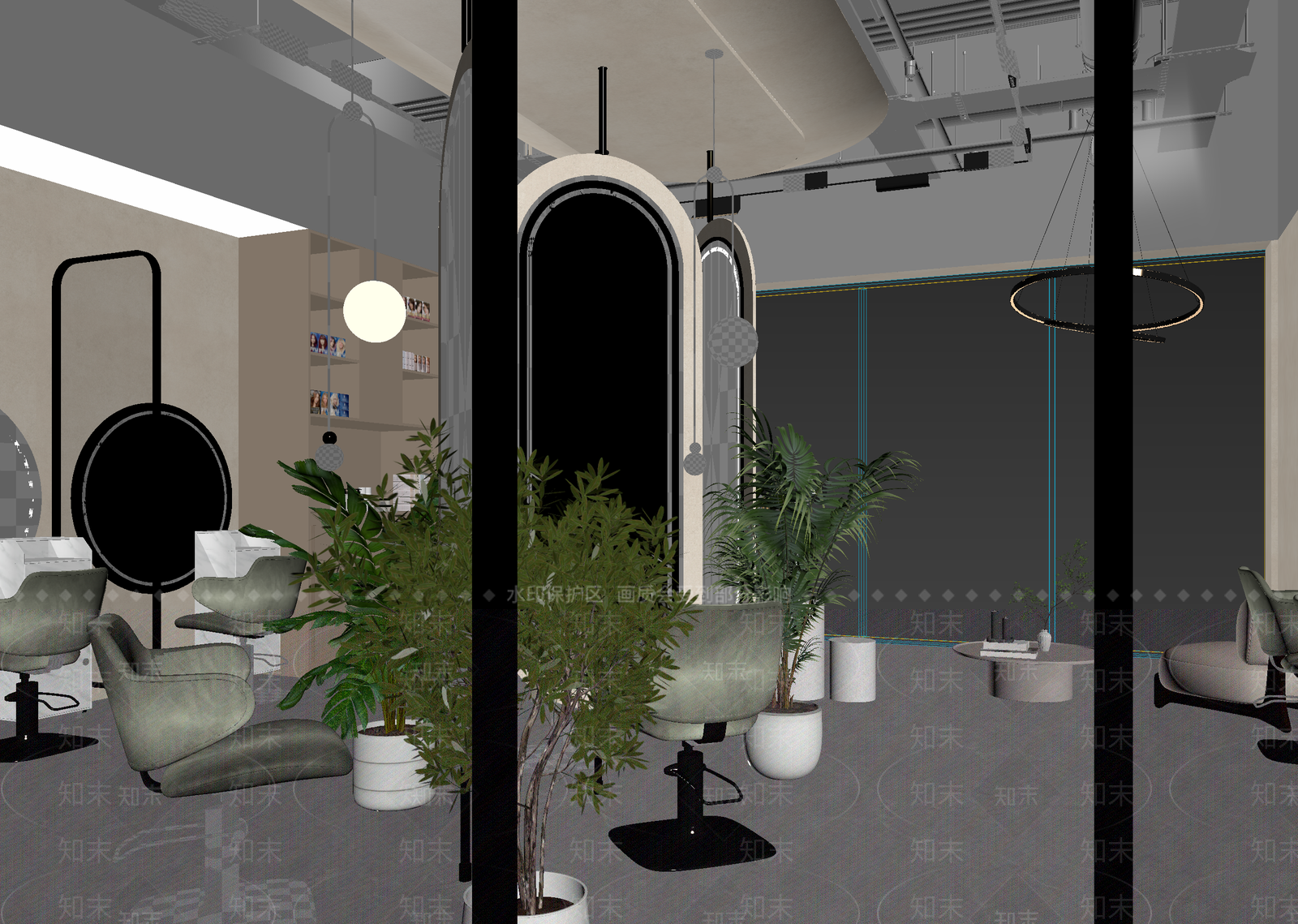 现代美发店3D模型下载【ID:1214677861】
