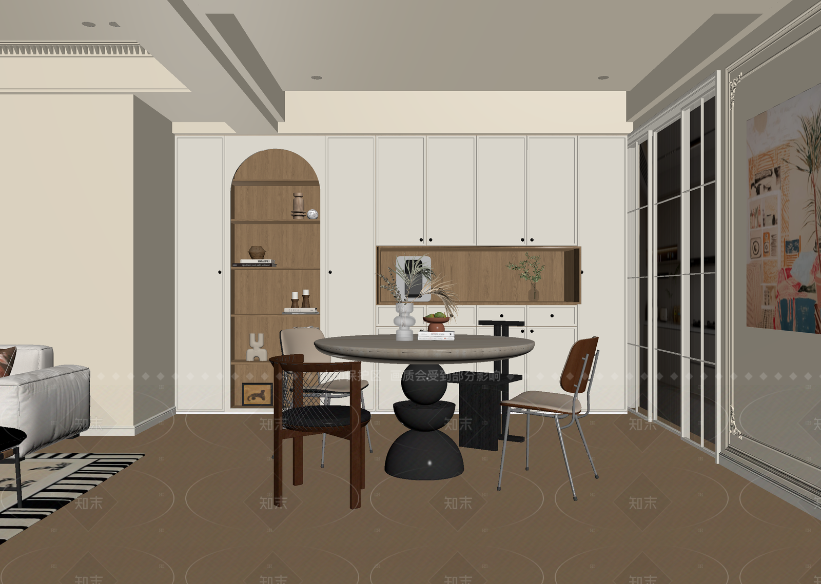 法式家居餐厅3D模型下载【ID:1214595632】