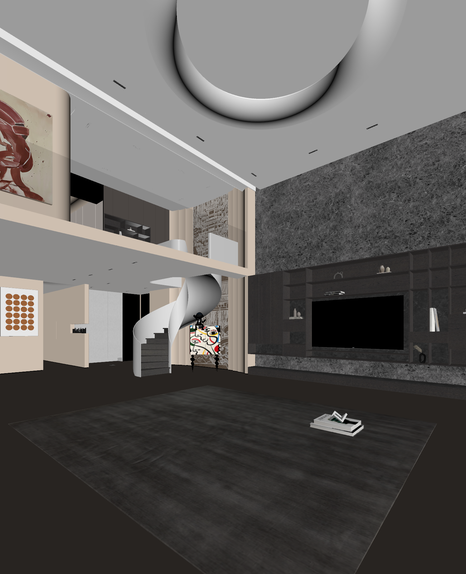 现代挑空客厅3D模型下载【ID:1222019410】