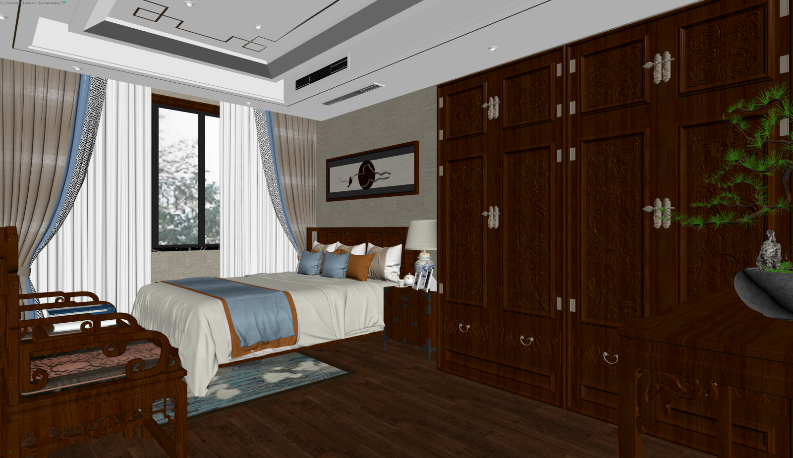 中式家居卧室3D模型下载【ID:1221757741】