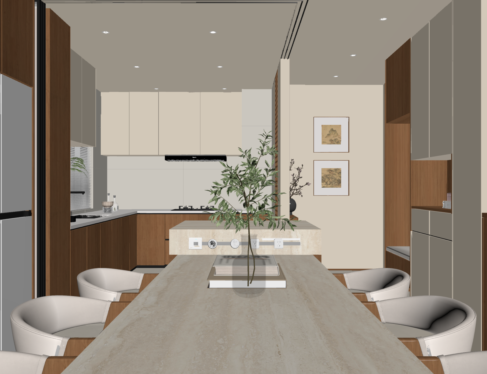 新中式客餐厅3D模型下载【ID:1221471383】