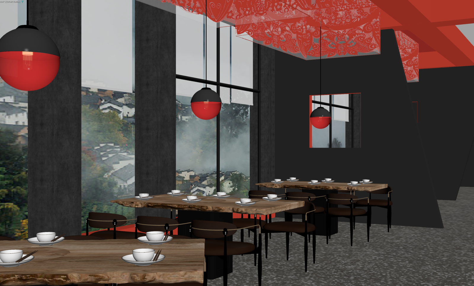 现代酒店餐厅3D模型下载【ID:1221496462】
